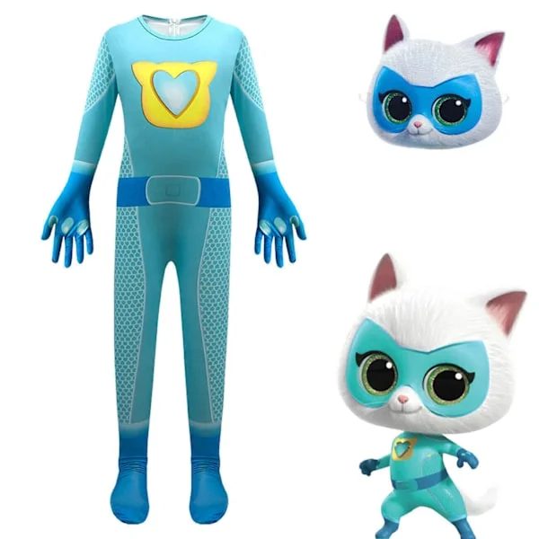Barn Nya SuperKittens Katt Cosplay Pojkar Flickor Maskeradfestdräkt Ny *0* Blå Jumpsuit+Mask Blå Jumpsuit+Mask 140/7-8År