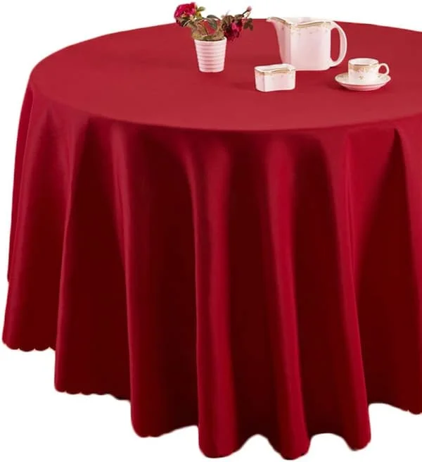 Red Round Tablecloth, Round Kitchen Tablecloth, 160cm