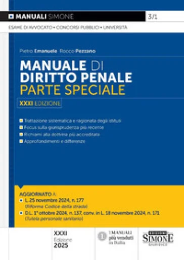 Manuale di diritto penale. Parte speciale. Nuova ediz. Pietro Emanuele