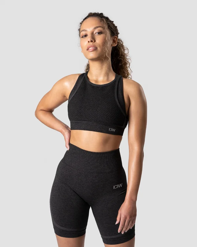 ICANIWILL - Queen Mesh Icon Sports Bra Graphite Melange - Sports-BH - Damer - Træningstøj fra ICIW