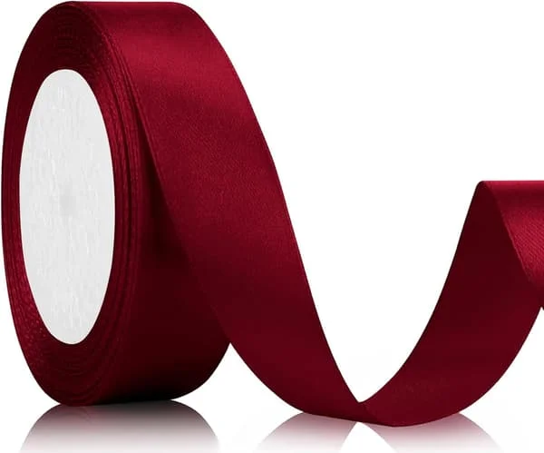 Gavebånd, satengbånd 22 m, 20 mm bredt, gavebånd, burgunderrødt, bånd til bryllup, håndverk og gaveinnpakning, bryllupsdekorasjon (burgunderrødt)