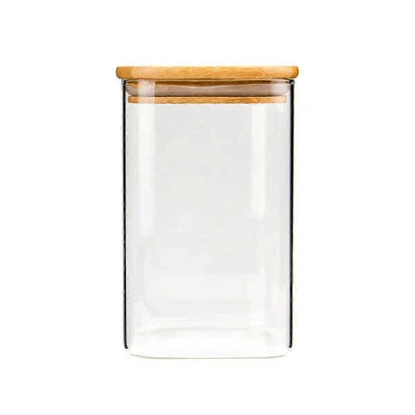 Square Glass Jar Cereal Container Sealed Food Storage Container for Loose Tea Coffee Beans (950ml)