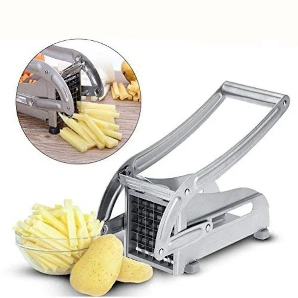French fries - Stainless steel french fry cutter - Potato press with 1 cutting insert - Fruit, vegetable and cheese cutter, dishwasher safe[TT]