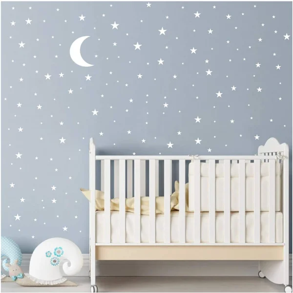 Måne og stjerne veggklistremerker vinyl dekor barn gutter og jenter barnerom dekorasjon god natt barnerom veggdekorasjon familie hus soverom design 4 