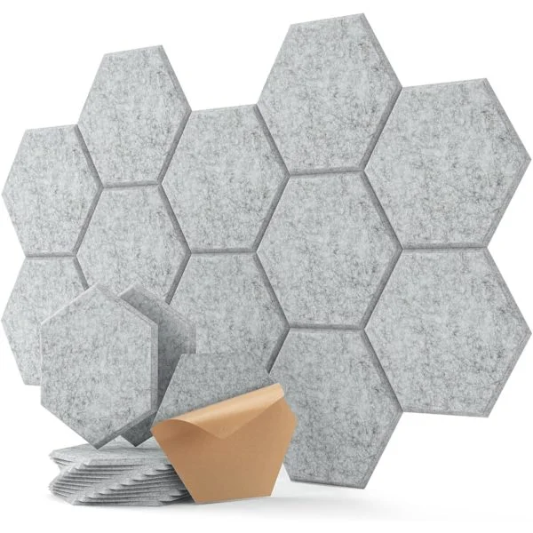 Acoustic Panels 12-pack Hexagonal Self-Adhesive Acoustic Panels Sound Absorbing Foam Panels Acoustic Panels 30 x 25 cm-yux
