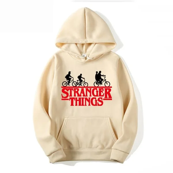 Stranger Things Printed Pullover Hoodie with Fleece Jacket - Beige - Size XL Beige Beige Beige
