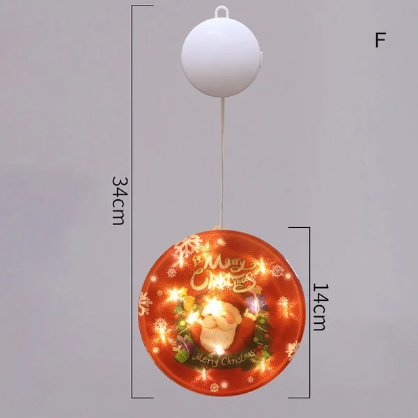 Jul LED-lampor Tecknad tryckt hängande fönsterlampa alltid på Dekorativt jultema nattlampa för hemmafest F