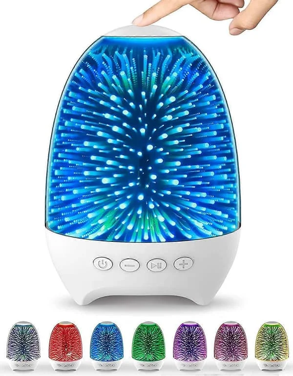 Nattlampa Bluetooth-högtalare, 3D-glas Touch Control Sänglampa 7-färgs LED Bärbara Trådlösa Högtalare, Uppladdningsbar Bordslampa, Bästa Presenten för