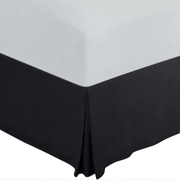Flæse Kant Sengeskørt Dobbeltbørstet Blød Polyester Mikrofiber - Plisseret - Passer Under Madrassen & Ned Til Gulvet - Sengekappe (Sort)