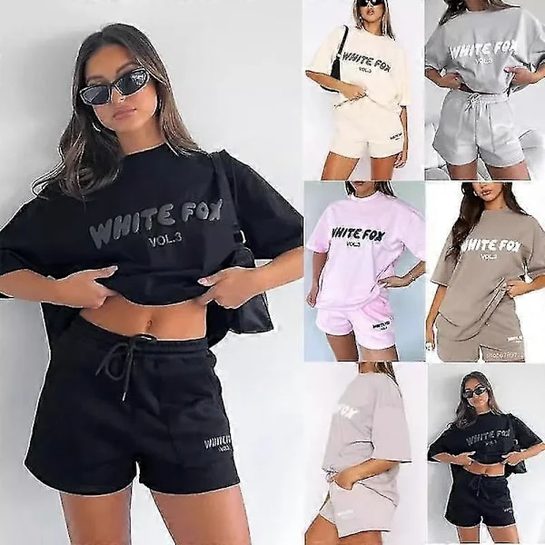 White Fox Boutique T-shirts Topp Träningsoveraller Sommar Hot Girl Sportkläder Bomull S04