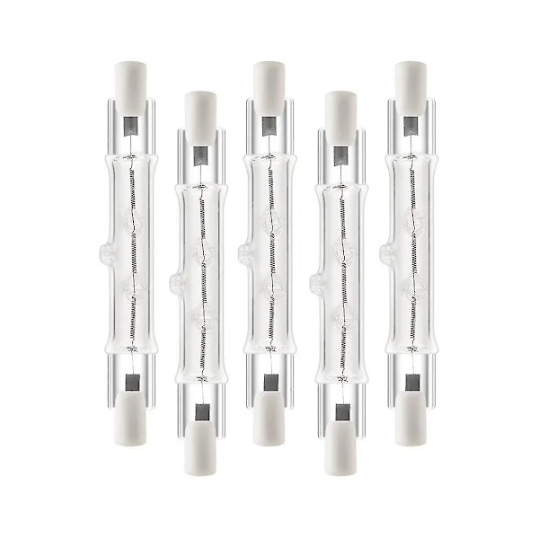 5-pack R7s 118mm 300w 230v, R7s Halogen Linjär Lampa, Dimbar Halogenlampa För Byggnation Wo-MEINI