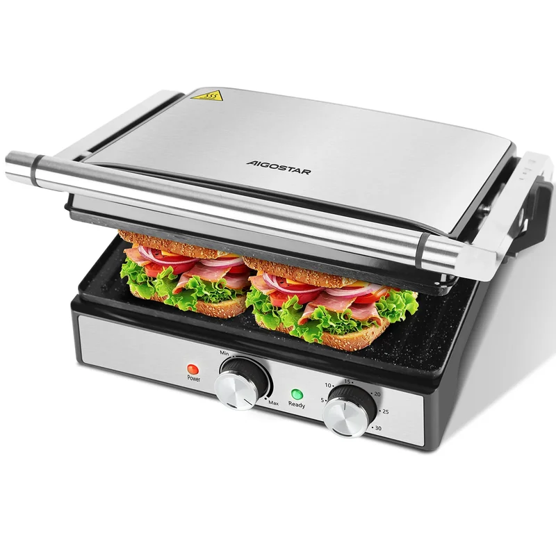 AliExpress - Aigostar Kontaktgrill, Keramikbeschichteter, 30 Minuten Timer. Panini Grill und Sandwichmaker für Sandwiche, Steak, Toaster. 2000 Watt, 