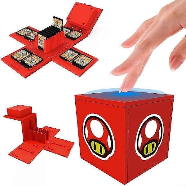 16 i 1 Spelförvaringslåda för Switch Spelkort Mario Spel Kub upp till 16 Spel, för Nintendo Switch Spelkort Fodral Kub Nintendo Switch Spelförvaring 
