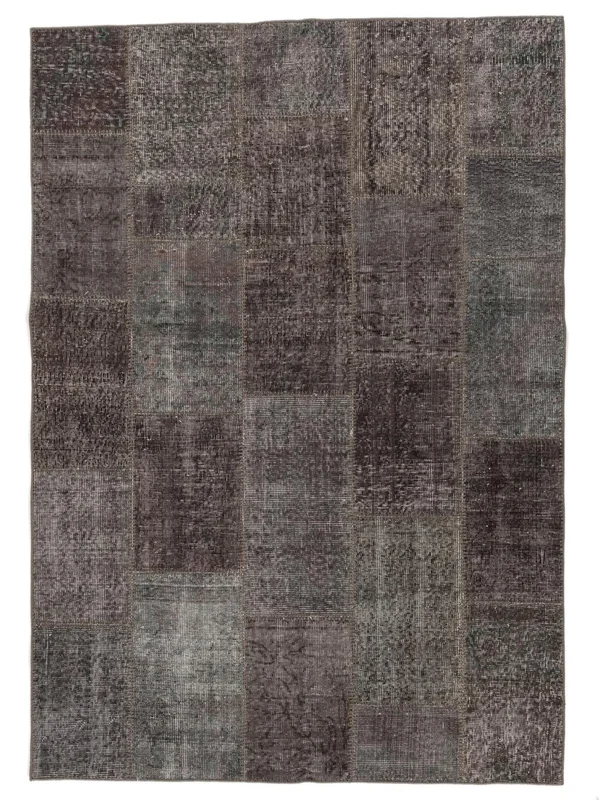 Patchwork Teppe 140X200 Svart/Brun Ull