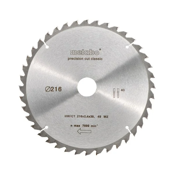 Metabo Classic Precision Cut Wood - cirkelsågblad - för plywood, mjuka träslag, lövträ, träfanér, MDF-skiva, kompositmaterial, obehandlad spånplatta
