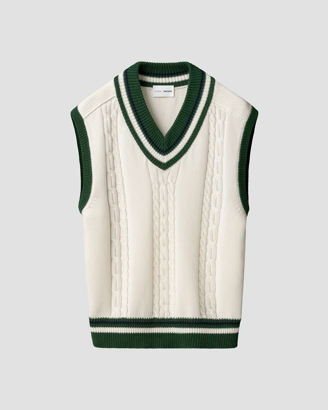 Tretorn Eton X Tretorn Cotton V Neck Vest — Hvid | Ydertøj, Gummistøvler, Jakker & Regntøj til Dame, Herre & Børn
