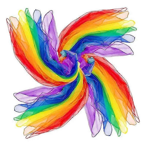 24 Pieces Juggling Scarves for Kids Dance Music Scarves Colorful Scarves Movement Scarves Rhythm Scarves for