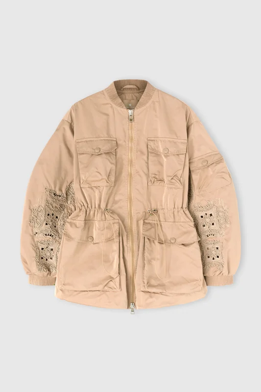 Ermanno Scervino Parka oversize en tissu technique, Beige