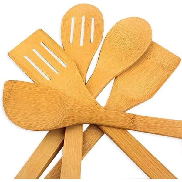 5 stk Træ Køkkenredskaber til Non-stick Pande Værktøjssæt Komplet Tilbehør Bambus 30CM Ske Spatel Vender Non-stick Pande