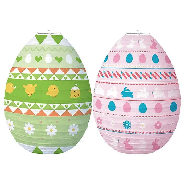 2 stk. Påske Hengende Lykter Eggform Hengende Lykter Papirlykter Påskefestdekorasjoner