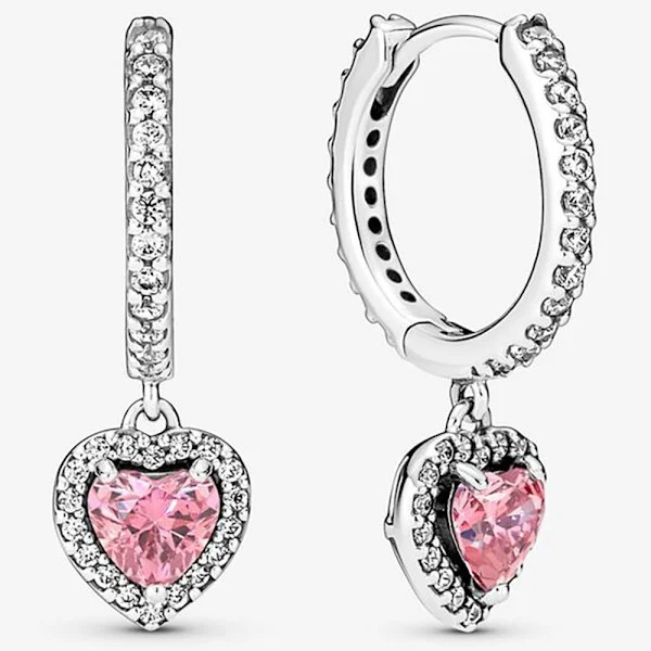 Pandora Sterling Silver Halo Heart Hug Brilliant Year Örhängen 291445C01, Inkluderar Originalförpackning