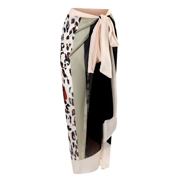 Baddräkt Coverup för Kvinnor Lång Chiffon Strand Tie Wrap Kjol Bikini Wrap Kjol