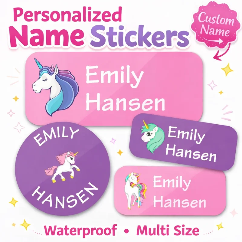 AliExpress - BOOMEN 140 STUKS Aangepaste waterdichte naamplaatjes Stickers, cartoonstijl, naamplaatjes voor kleding, gepersonaliseerde naamstickers