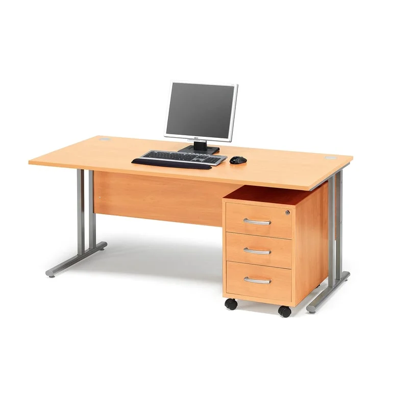 Pakettitarjous FLEXUS, työpöytä + 3-vetolaatikon laatikosto, 1600x800 mm, pyökki