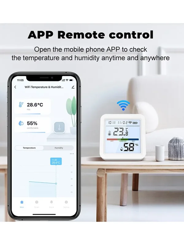 AliExpress - Tuya neue wifi temperatur feuchtigkeit sensor smart life hintergrund beleuchtung hygrometer thermometer sensor unterstützung alexa google