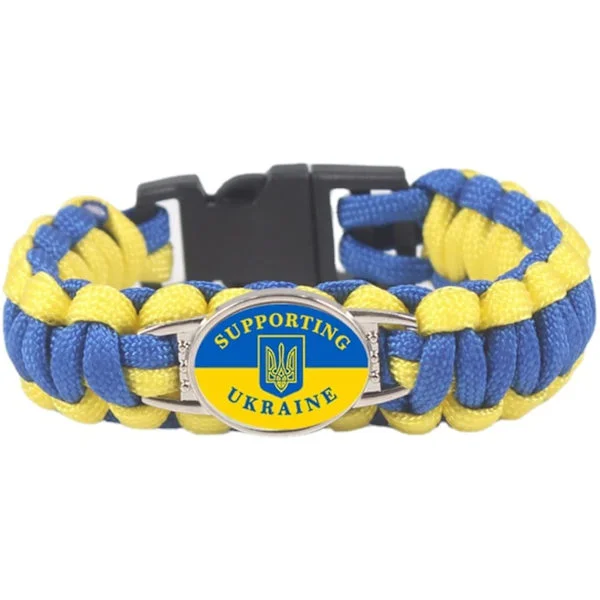 Ukrainsk Flaggflätat Armband - Ukrainas Flagg Armband, Ukrainskt Flagg Armband, Paracord Flätat Armband
