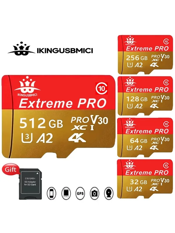AliExpress - Carte Micro SD Extreme Pro 512 Go, Carte Mini SD 256 Go 64 Go 512 Go 16 Go 8 Go C10 TF Mémoire Flash pour Téléphone Xiaomi, Appareil 