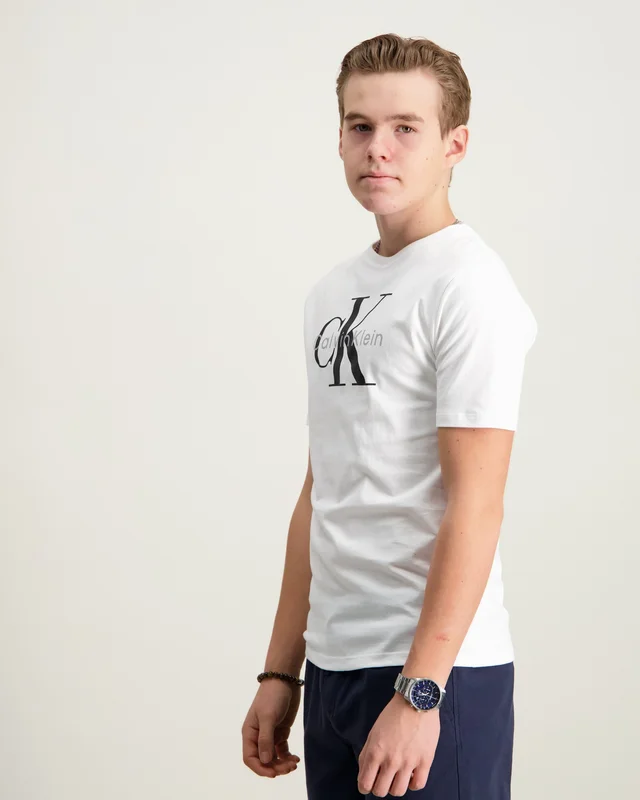 Calvin Klein CK MONO LOGO SS T-SHIRT Vit T-shirts Kille - Kids Brand Store