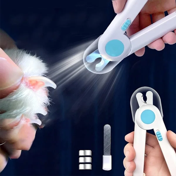 Kloklippare för husdjur med LED-ljus, anti-klipp blodlinje, blå och vit