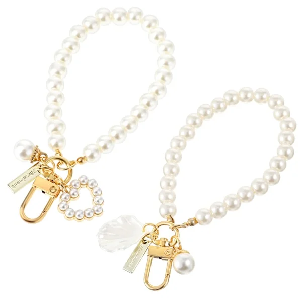 Perle Nøglering Armbånd Gylden Imitation Perle Nøglering Kvinder Sød Taske Charms Vedhæng Kærlighedshjerte Pigeagtig Rygsæk Nøglering Tilbehør Gave