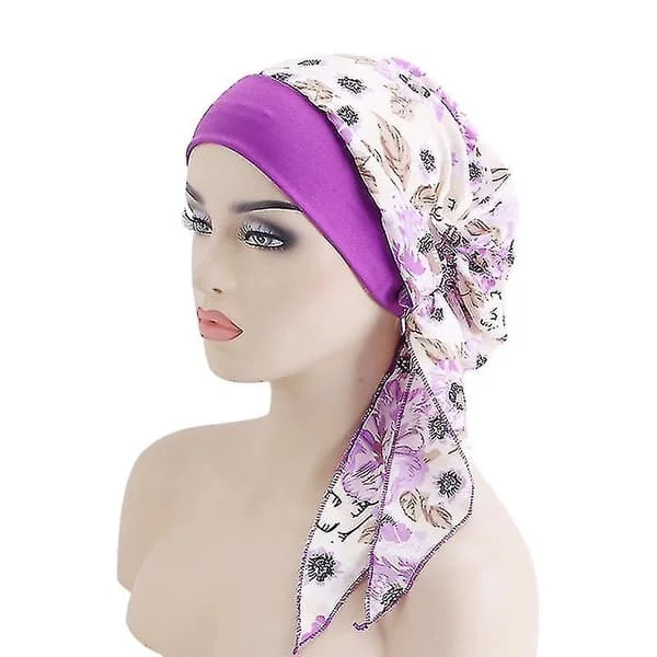 Kvinder Kræft Hovedtørklæde Kemoterapi Hårtab Hat Turban Forbundet Hovedbeklædning Bandana Ny