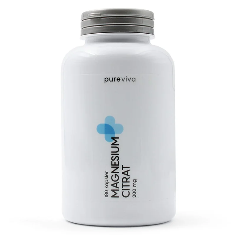 Pureviva Magnesium Citrat 200 mg 180 kaps., Helse & Madvarer, Mineraler, Magnesium
