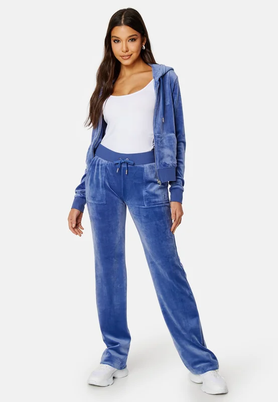 Juicy Couture - Del Ray Classic Velour Pant - Grey/Blue