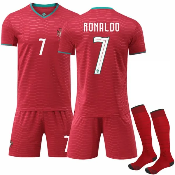 VM 2026 Portugal Hemma Fotbollströjor Set Fotbollskläder Nr 7 Ronaldo 2026 World Cup