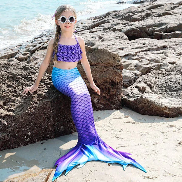 Fiskstjärt baddräkt för barn strand bikini sjöjungfru baddräkt 12-13 år gammal - Perfet