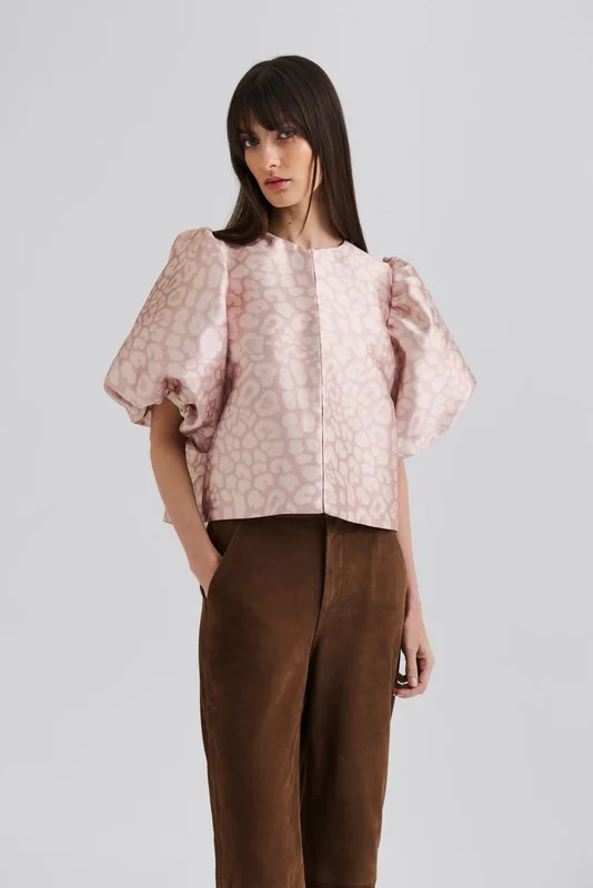 Malina - Cleo bluse - XXS - Beige Leo