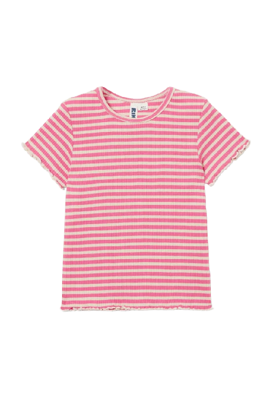 RIKIKI Ribbstickad t-shirt LANA T-shirts & toppar Rosa 98/104