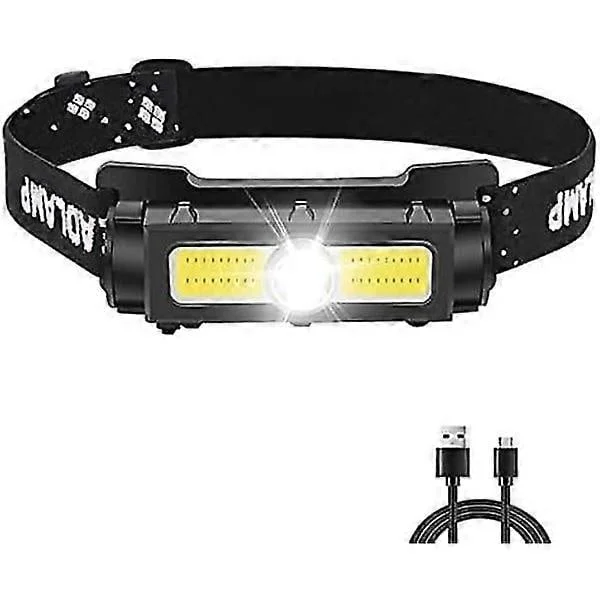 Kraftfull 1000 Lumen Pannlampa, Uppladdningsbar LED-pannlampa med Rött Vitt Ljus och Löstagbar Magnet 7 Lägen Pannlampa för Löpning, Camping, Fiske