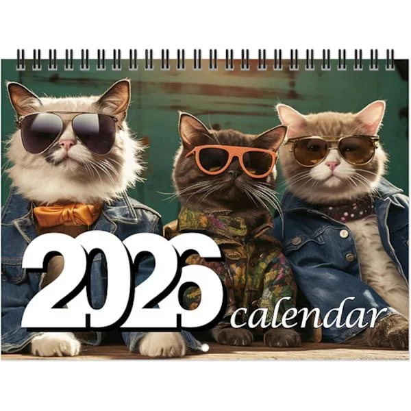 2026 Kattekalender - 2026 Vægkalender, 12 Måneders Kalender, Januar 2026 - December 2026, 8" x 11", 2026 Vægkalender, Dobbeltbundet - Stilfuld 