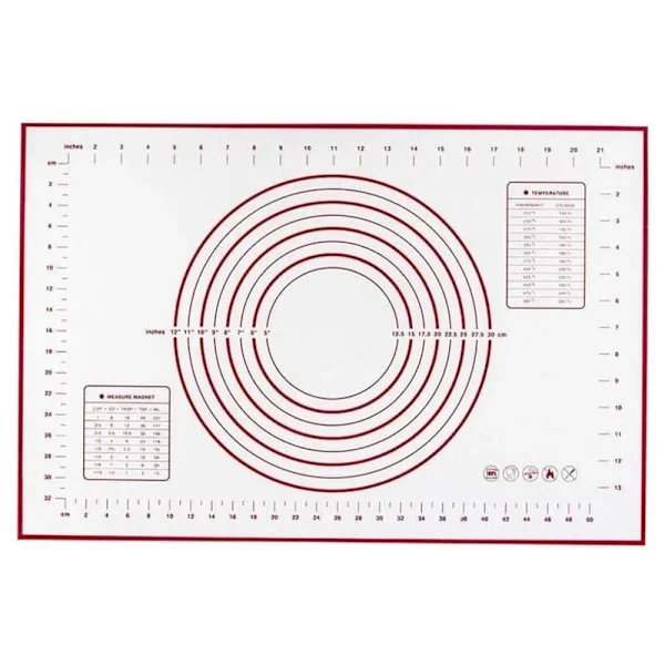 60 x 80 cm bagemåtte, BPA-fri silikone bagemåtte, silikone bageplade arbejdsmåtte med mål til fondant pizzamåtte