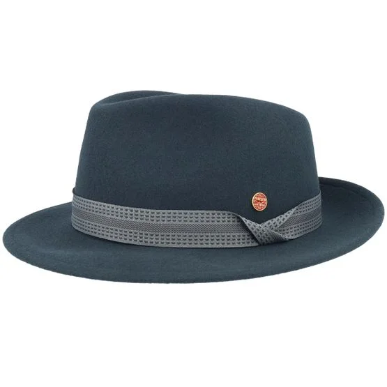 Mayser Herren Fedora Hut - Maleo Wool Ceder Fedora in Grau, Größe S (56 cm), aus hochwertiger Wolle gefertigt