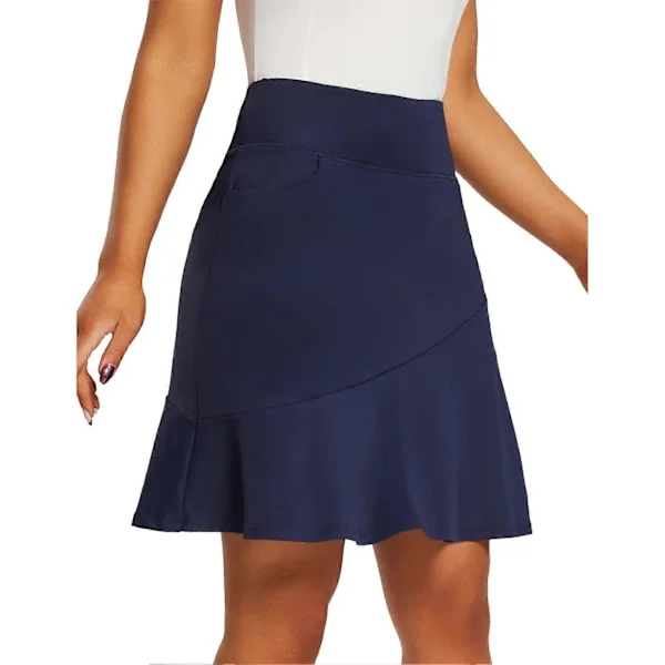Dame Sport Skjørt Shorts Høy Midje Ensfarget Sport Dame Bodycon Skjørt Shorts Kompatibel med Løping Yoga Marineblå L