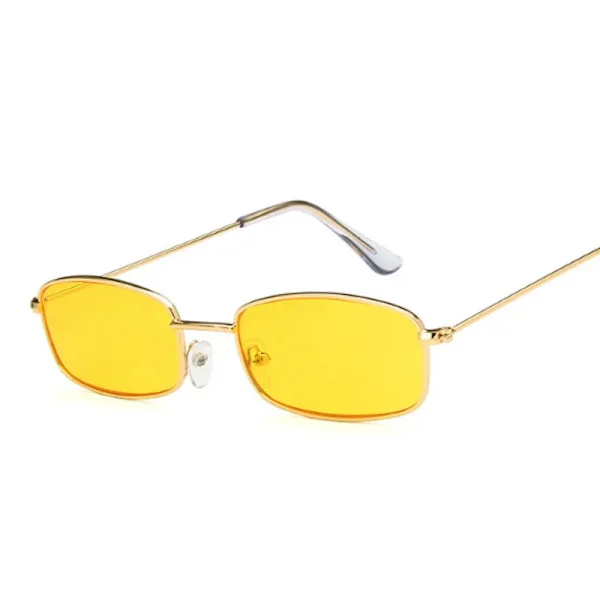 Fyrkantiga solglasögon i metall, dam, retro, märke, resa, små rektangulära solglasögon, herr, svart, gul, röd spegel, vintage Oculos De Sol