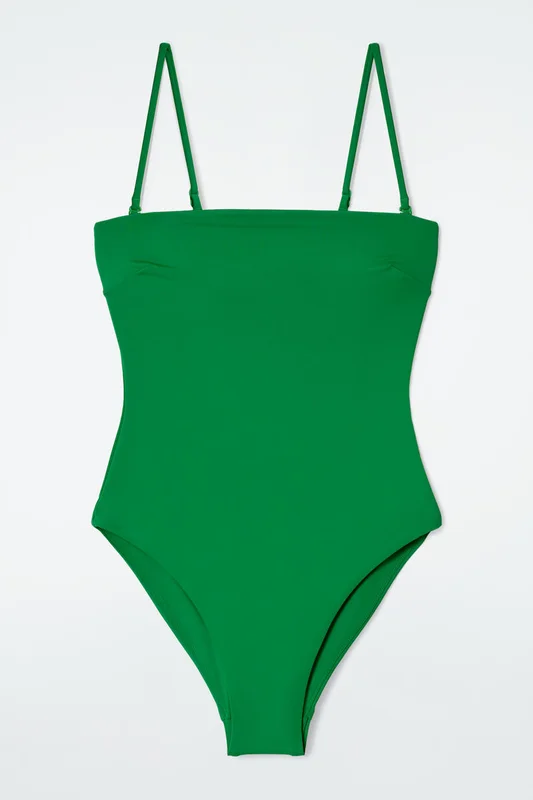COS Women's Bandeau Swimsuit in Green