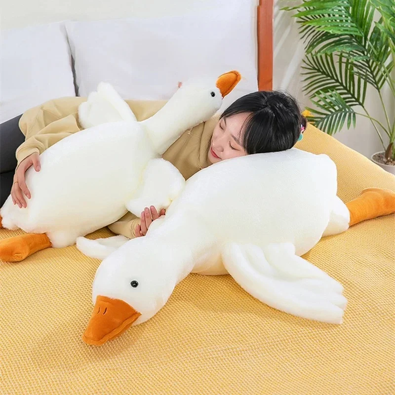 AliExpress - Chaud 37/50/55/90/130CM drôle oie en peluche doux canard en peluche oreiller de couchage canapé coussin enfants petite amie cadeau 
