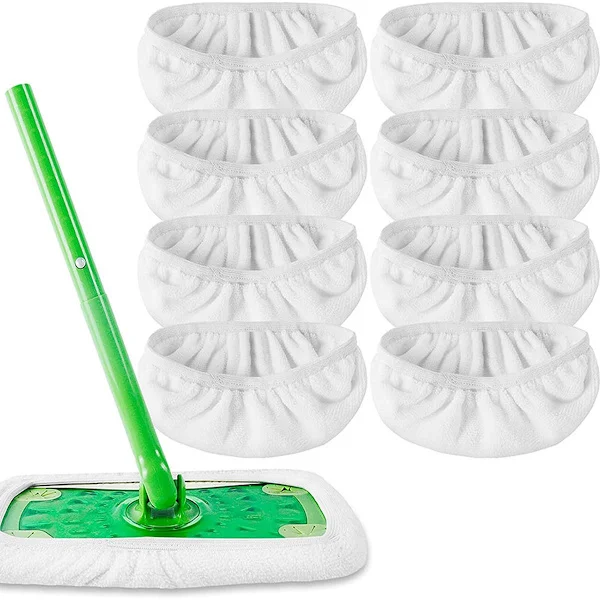 Microfiber Cloth for Mop, 8-pack Reusable, Wet and Dry Use for Swiffer
